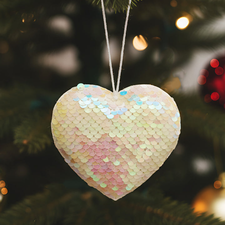 Handmade Sequin Heart Ornament For Christmas Decoration