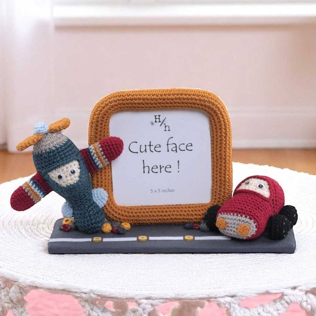 Handmade Crochet Aeroplane Photo Frame for Kids