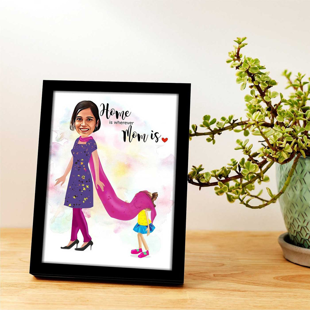Photo Personalized "Home Is Wherever Mom Is" Framed Decorative Plaque For Mothers
