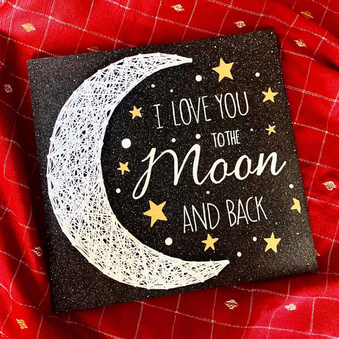 Customized Handmade String Art Moon Theme Wooden Decorative Plaque With Light
