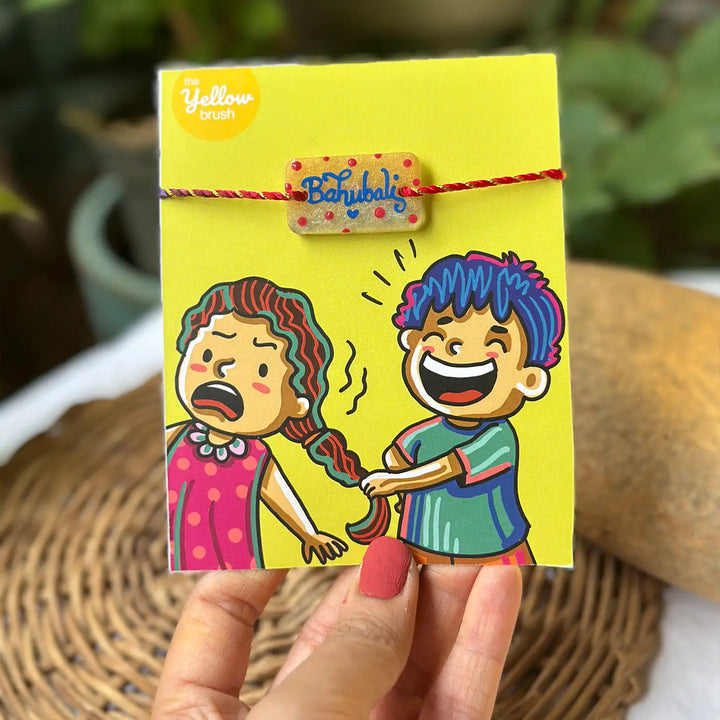 Photo Personalized Hand-Painted Pop Art Illustrated Caricature Rakhi Hamper | Includes 1 Wall Plate, 1 Rakhi