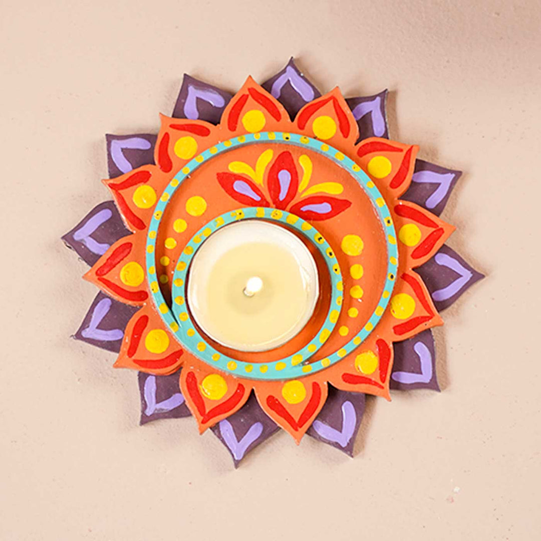 Handmade Flower Wooden Tealight Holder