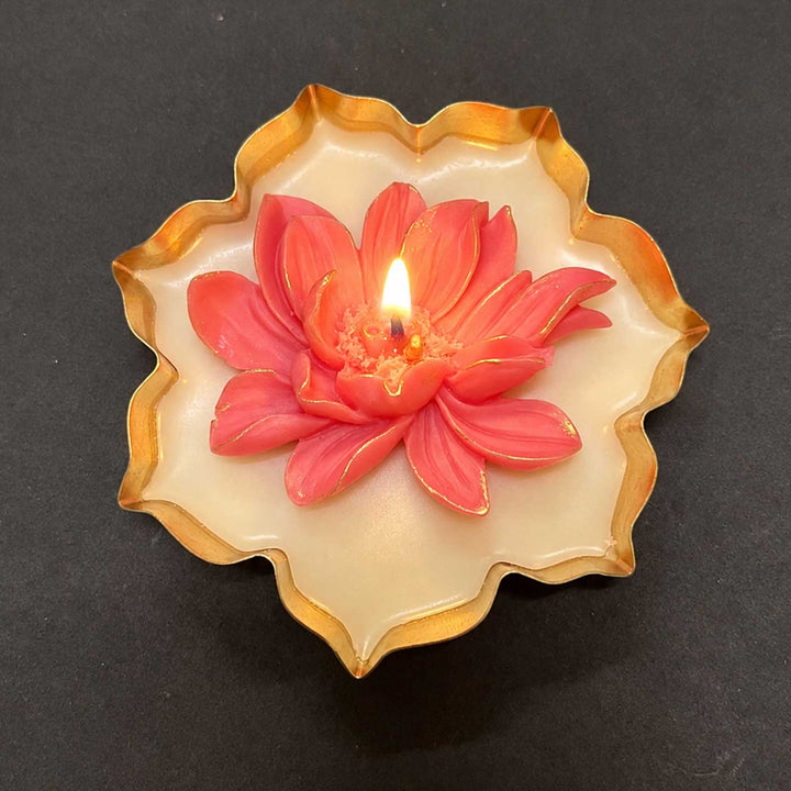 5 Pc | Lotus Iron Urli Soy Wax Candle With Jasmine Fragrance