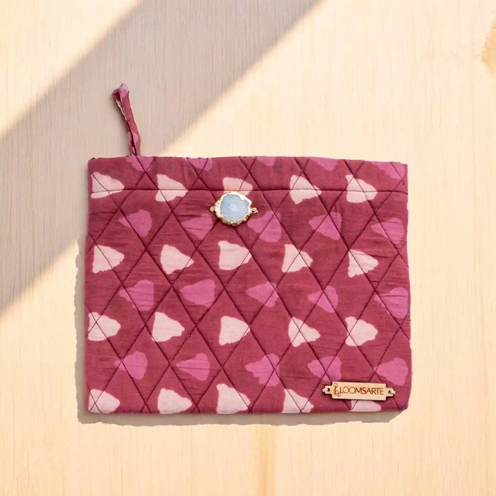 Red Cotton Ecofriendly Travel Pouch Chic & Compact | 9 x 7 inch
