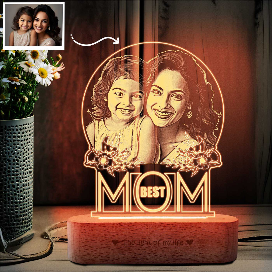 Photo Personalized "Best Mom" Engraved Acrylic Lamp For Mothers