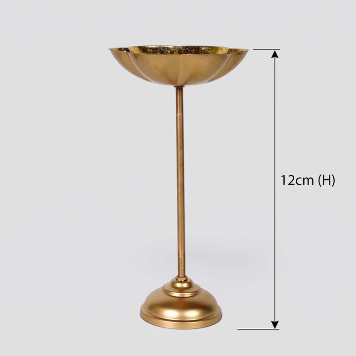 Set Of 3 | Handmade Gold Big Flower Iron Oil Lamp / Diya For Festive Decor