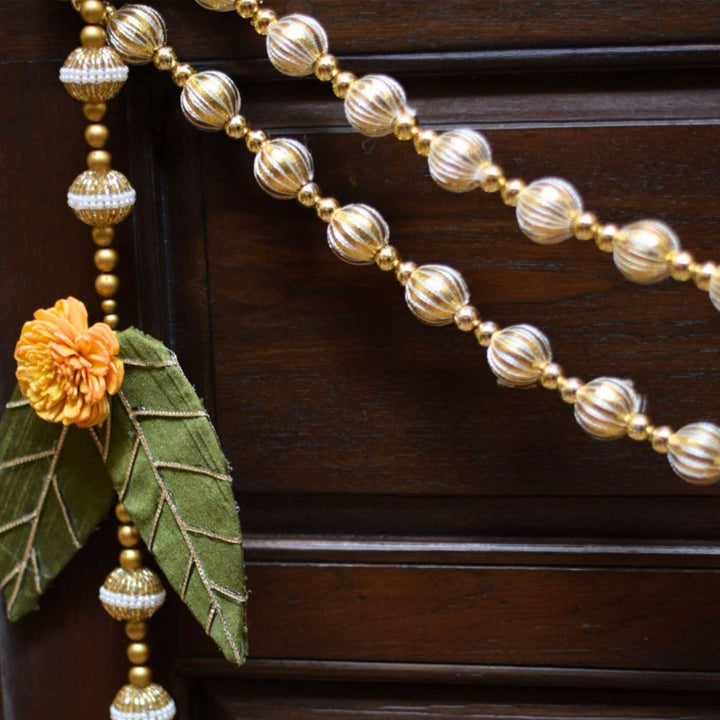 2 Pc | Ashok Shola Latkan Hanging with Marigold & Gold Beads