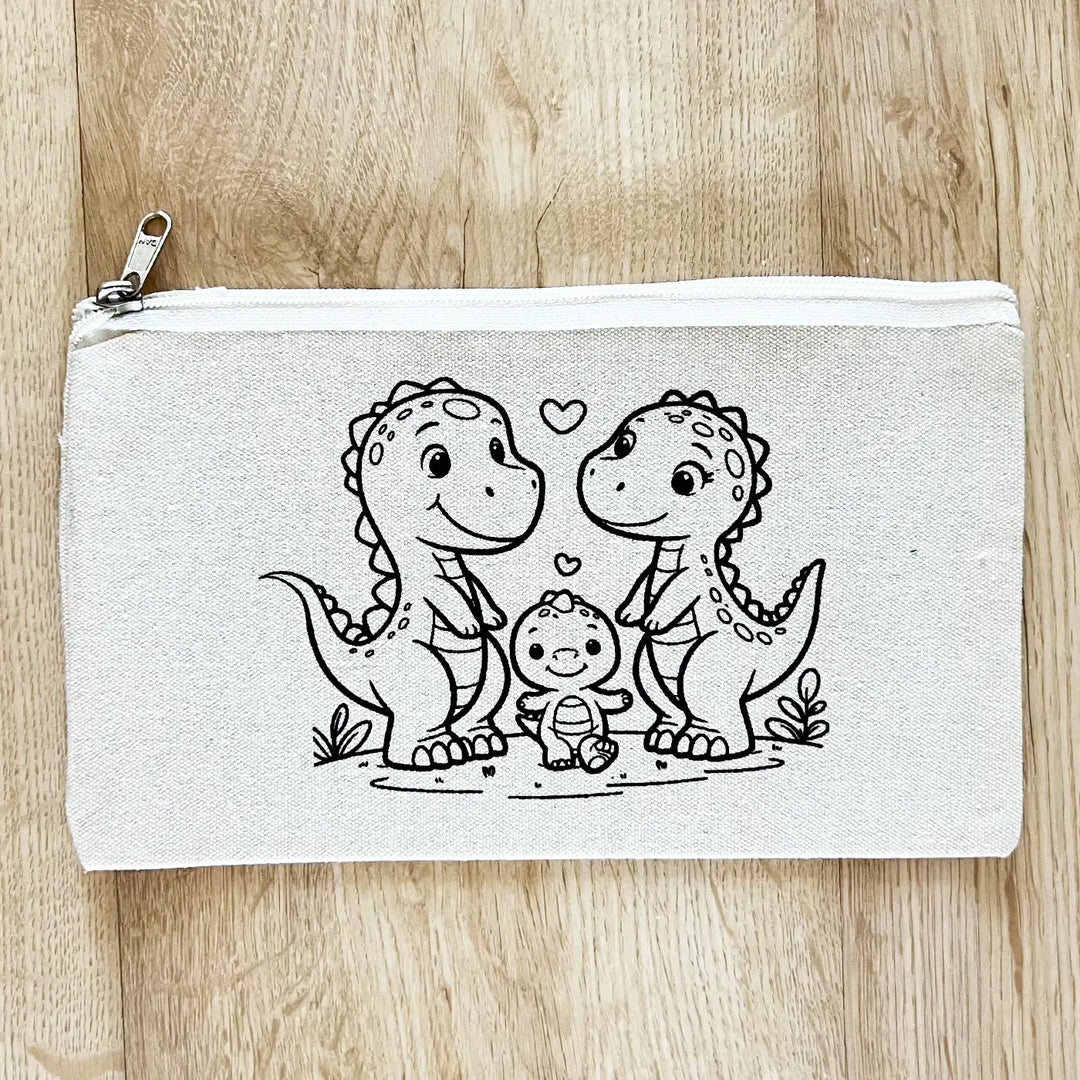 DIY Colour It Yourself Dinosaur Family Cotton Pouch For Kids