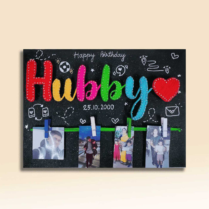 Photo Personalized String Art Hubby Theme Wooden Name Plate