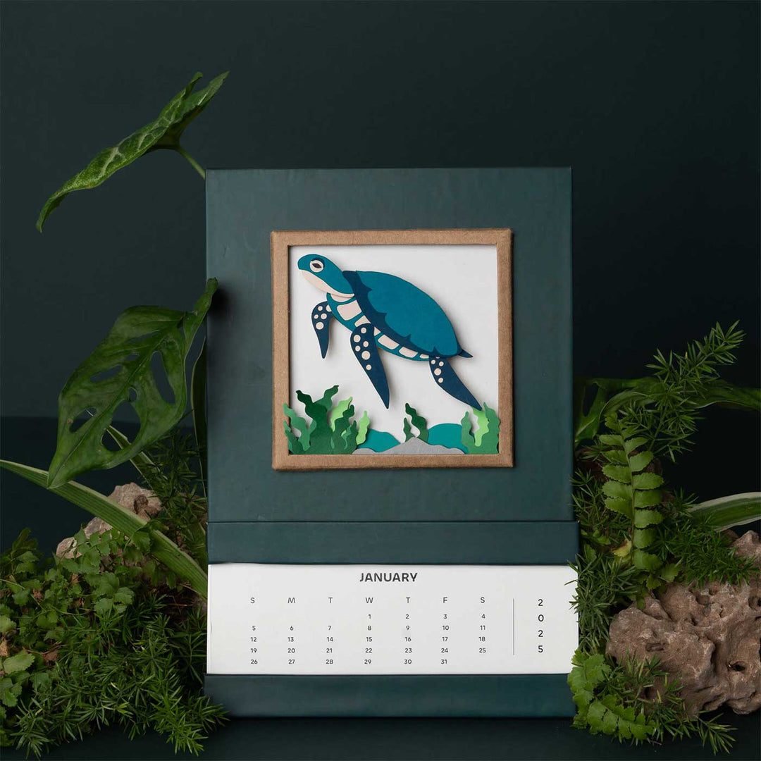 Handmade 3D Turtle 2026 Desk Calendar