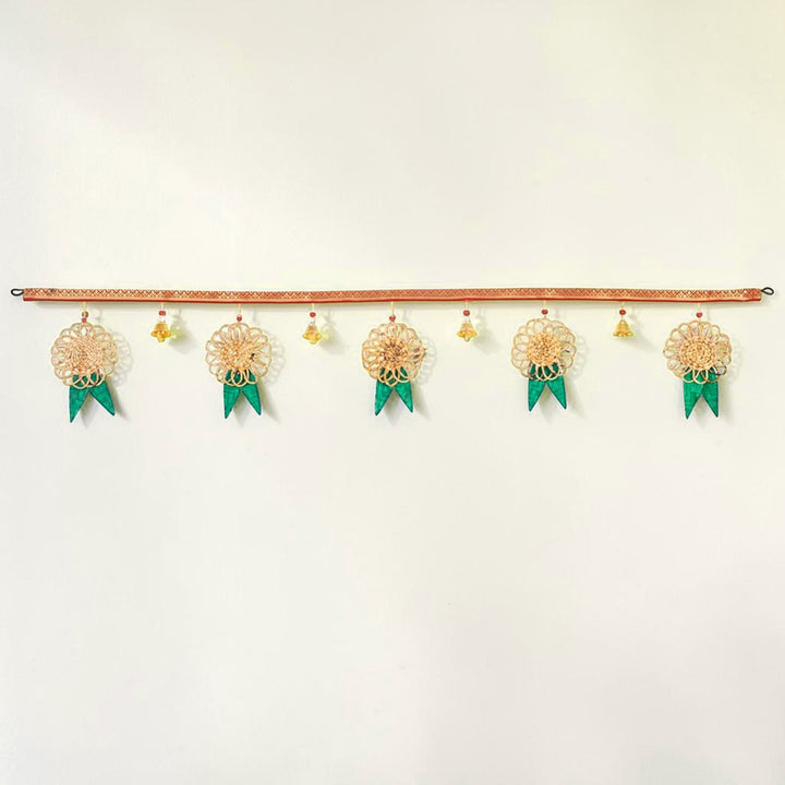 43 In | "Pushp" Handcrafted Banana Toran with Bamboo Mango Leaf Accents for Festive Decor