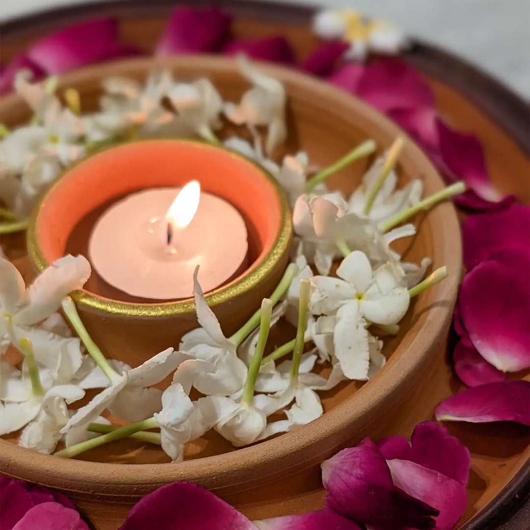 Handmade Decorative Floral Terracotta Urli
