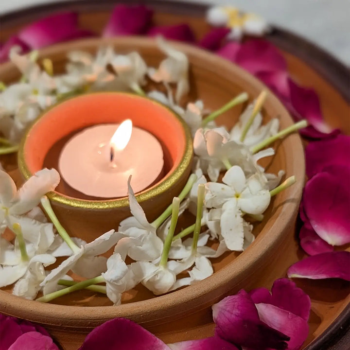 Handmade Decorative Floral Terracotta Urli