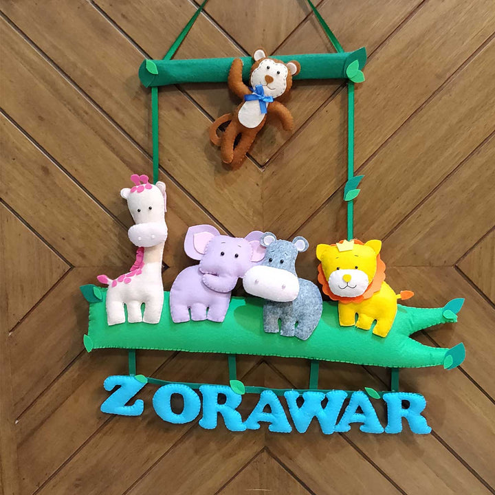 Personalized Handmade Jungle Theme Felt Kids Name Plate