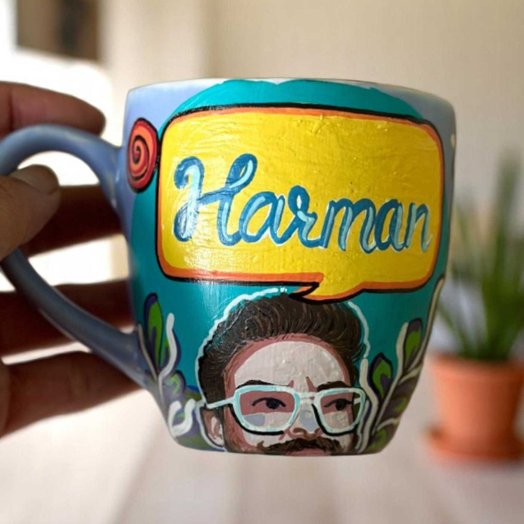 Photo Personalized Hand-Painted Pop Art Illustrated Caricature Mug | 300 ML