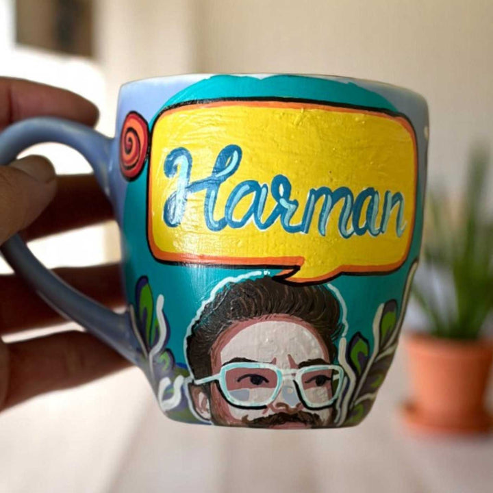 Photo Personalized Hand-Painted Pop Art Illustrated Caricature Mug | 300 ML