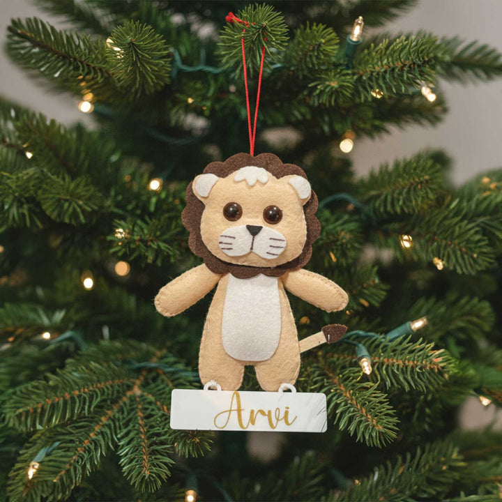 Personalized Handmade Felt Baby Lion Christmas Ornament