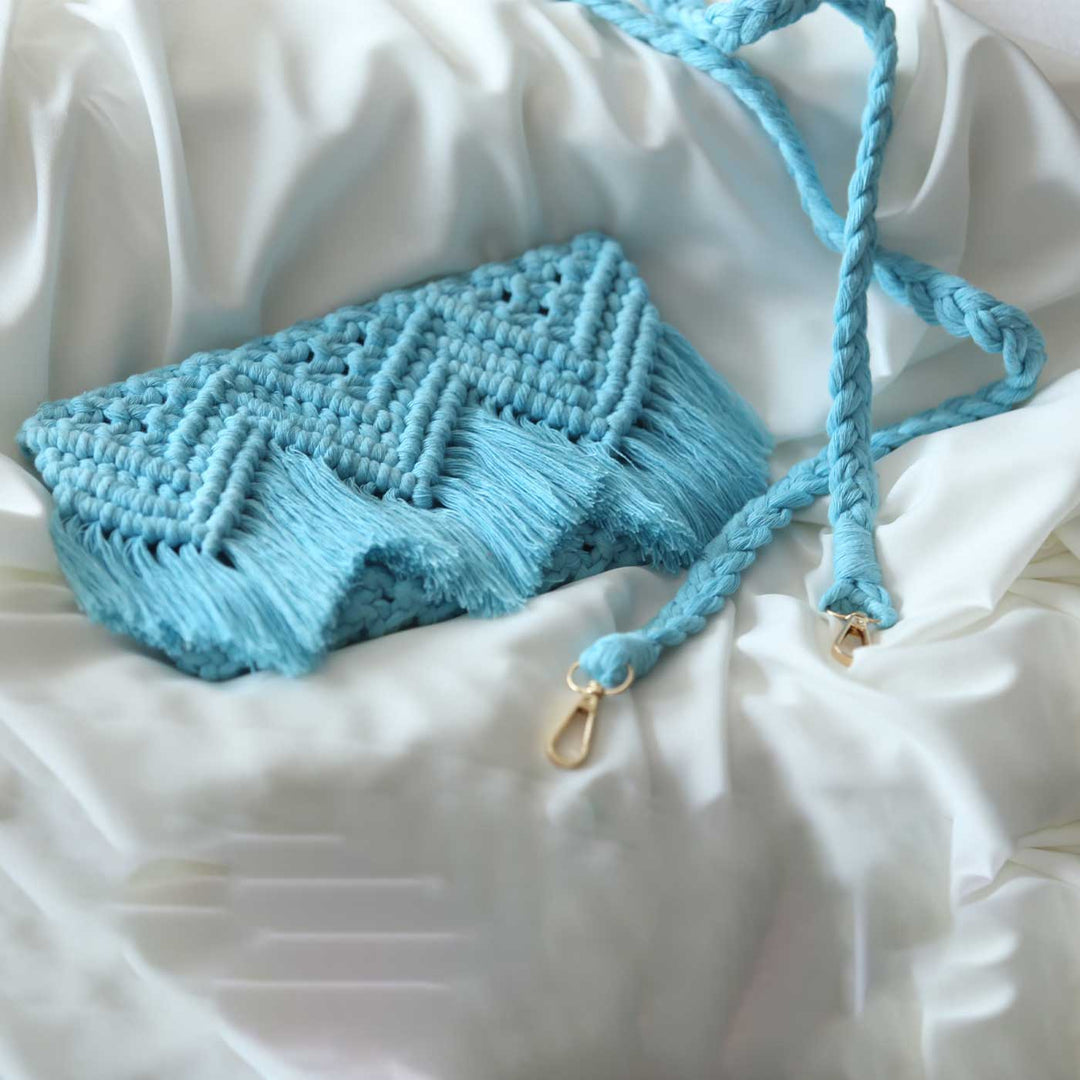 Handmade Macrame Boho Flap Sling Bag