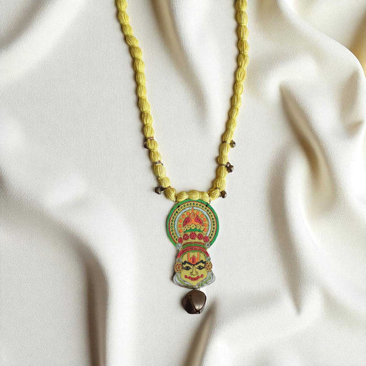 Handmade Yellow Kathakali Wooden Necklace