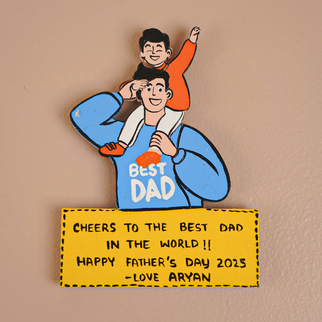 Personalized Caricature Cutout MDF Wood Fridge Magnet For Fathers