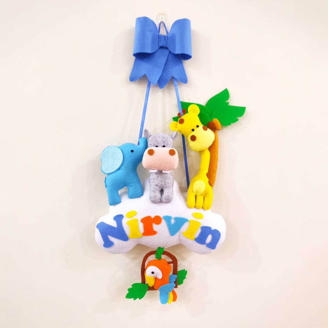 Personalized Handmade Animals In Tropical Island Theme Felt Kids Name Plate