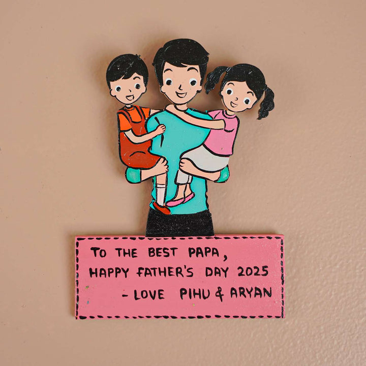 Personalized Caricature Cutout MDF Wood Fridge Magnet For Fathers