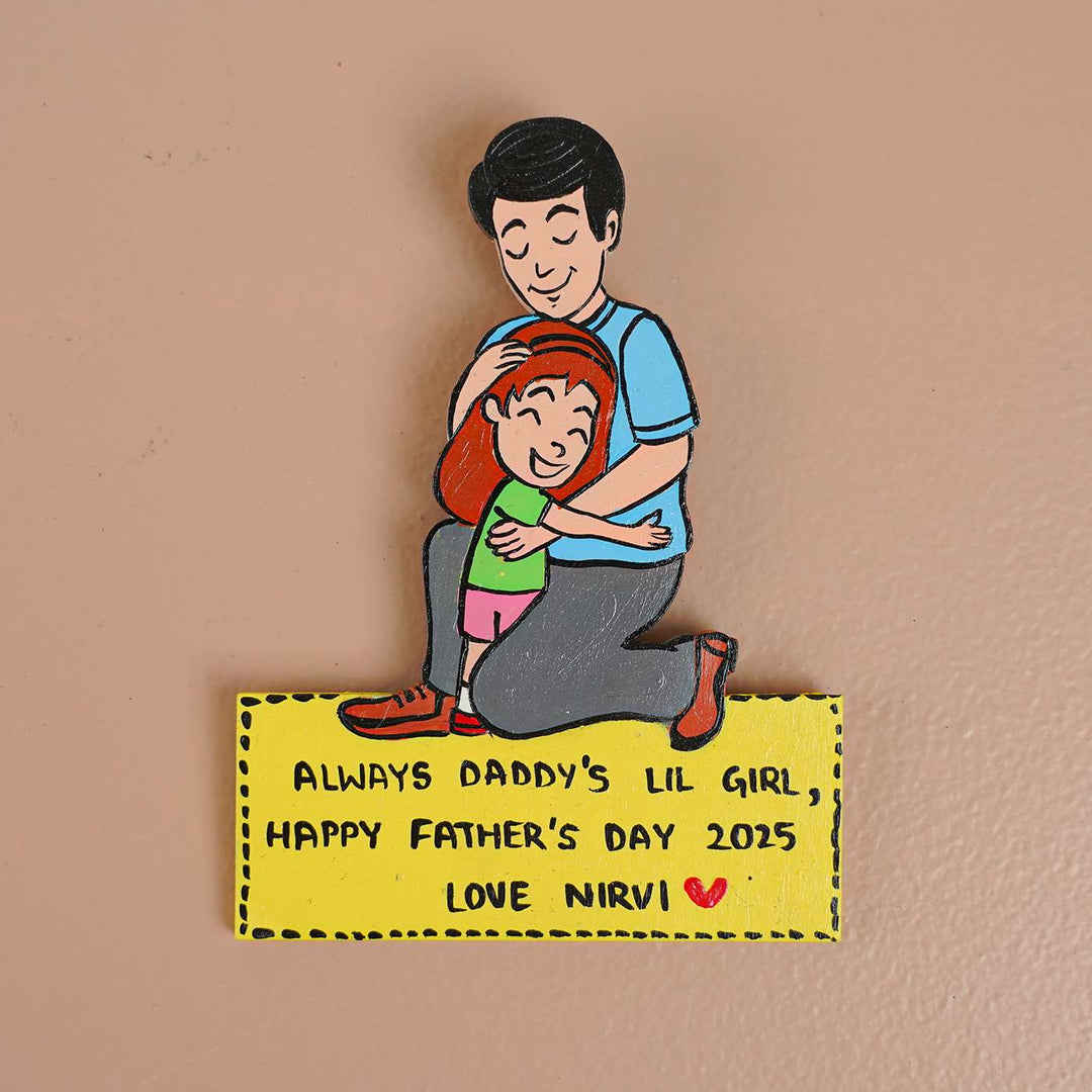 Personalized Caricature Cutout MDF Wood Fridge Magnet For Fathers