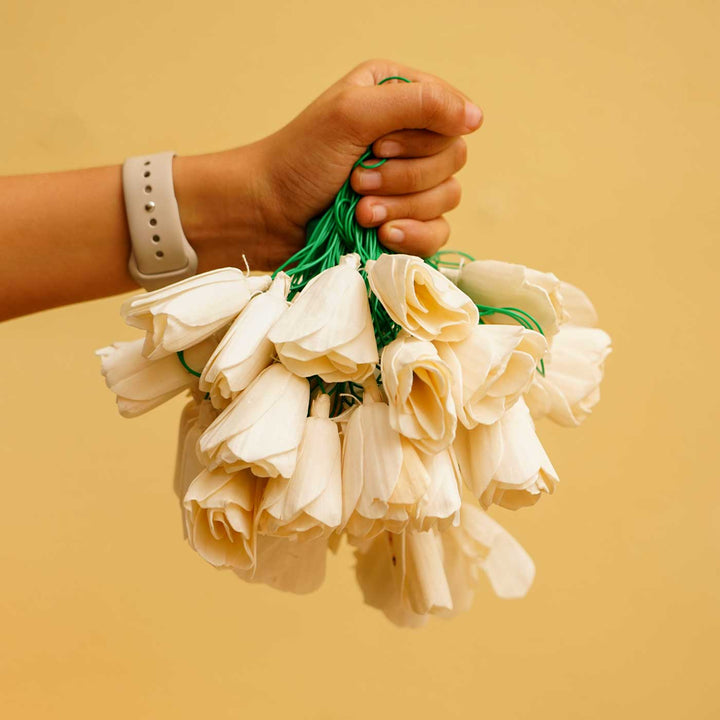 10m, 40 Bulbs | Handmade Green Sholapith Flower String LED Fairy Light