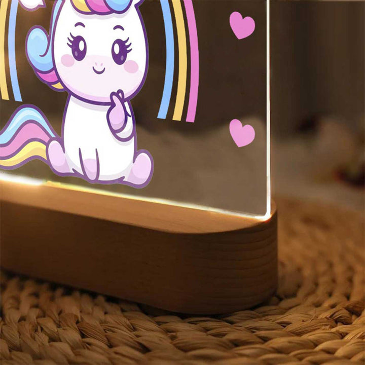 Personalized Unicorn Theme Acrylic LED Table Lamp For Kids