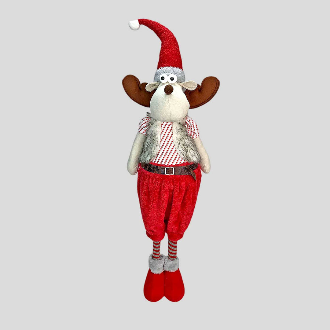 Foldable Tall Mr. Reindeer Self-Standing Woolen Decor For Christmas Table Decoration