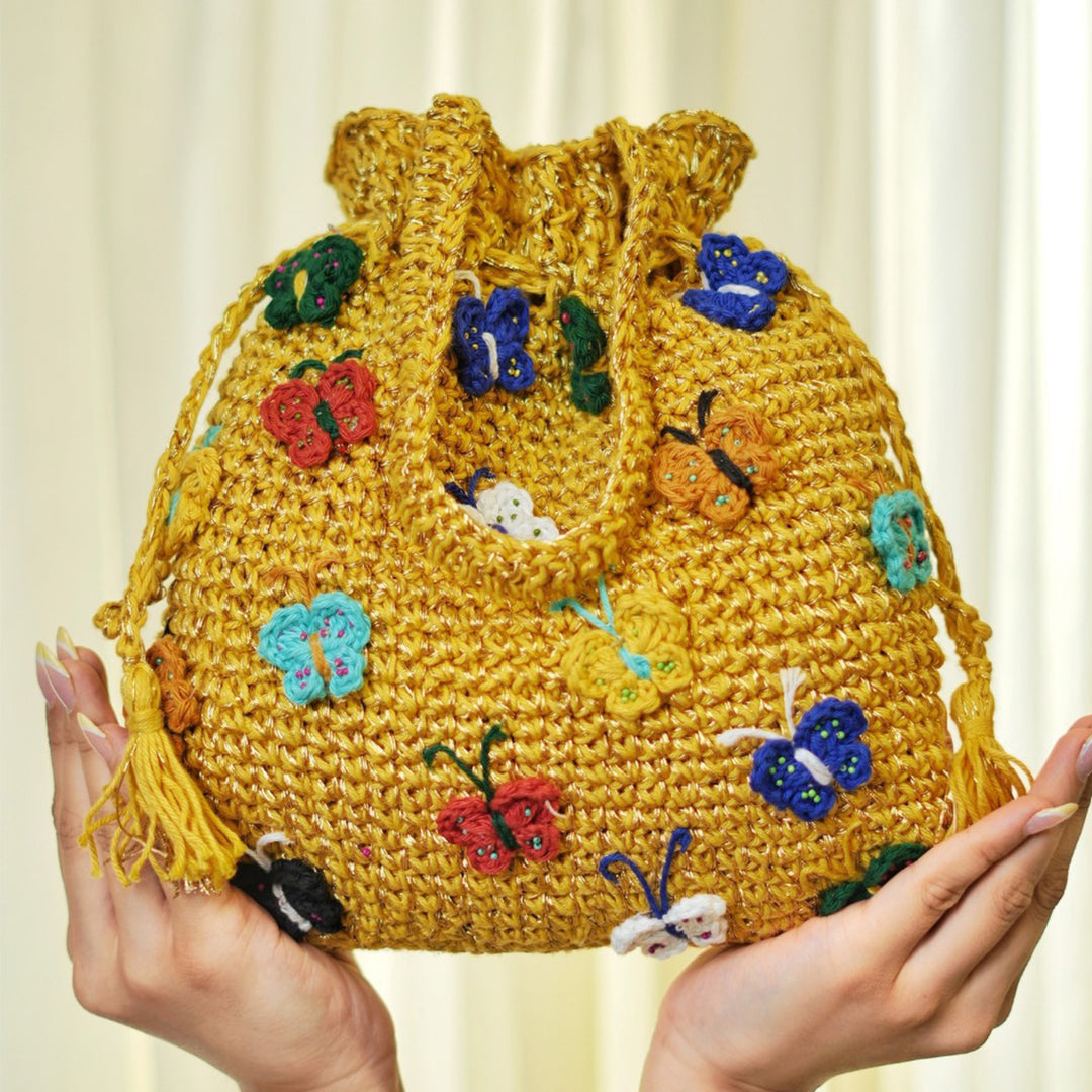 Handmade Crochet Butterfly Ballet Potli