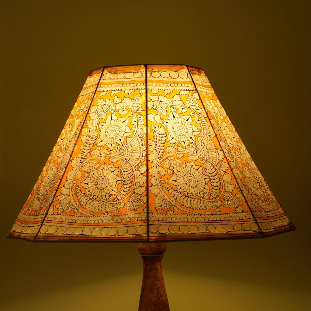 16 inch | Yellow Floral Hand Painted Tholu Bommalata Lamp Shade