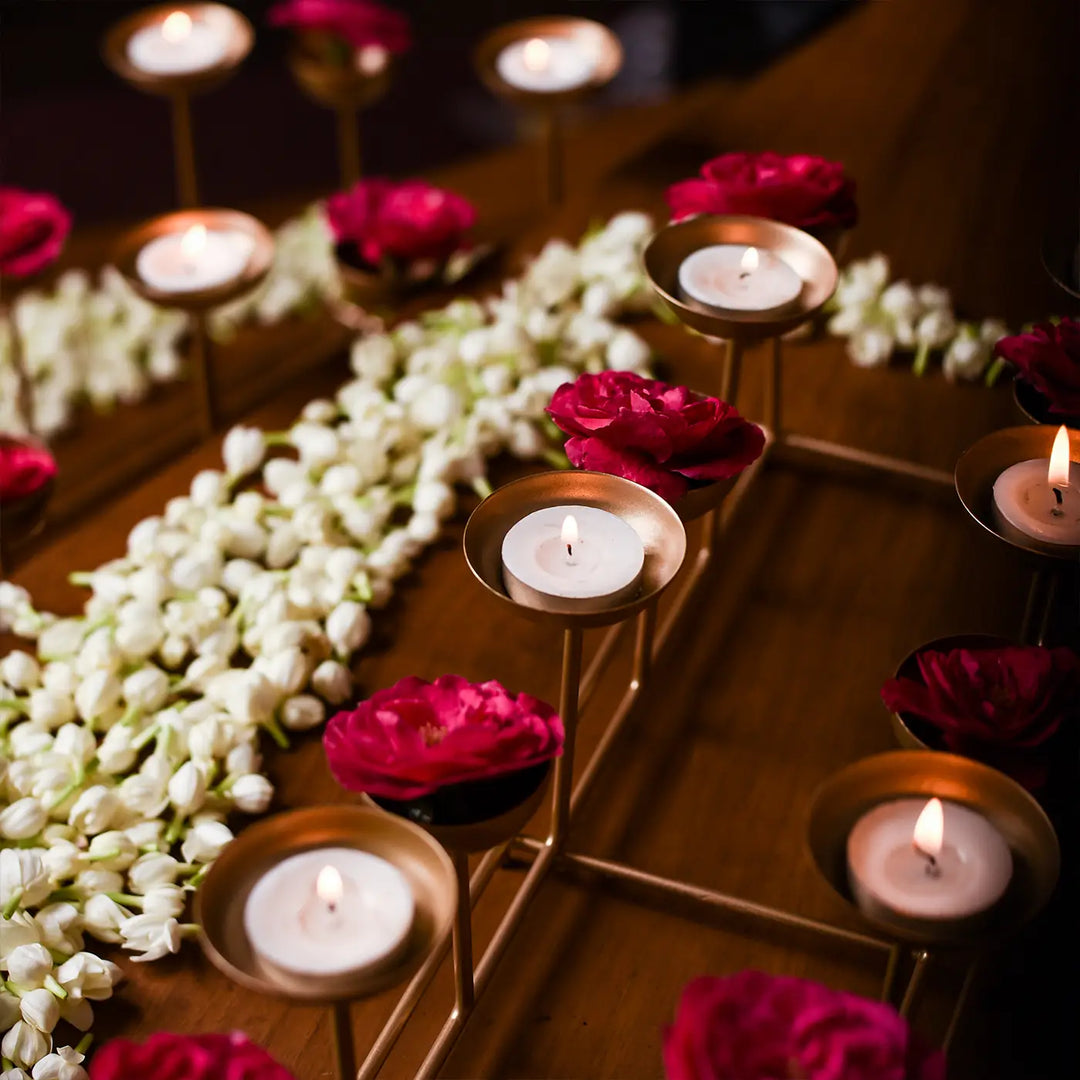 18 Inch | Decorative Small 2 Row Metal Tealight Holder