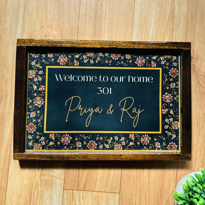 Midnight Bloom Personalized Resin Wooden Frame Name Plate
