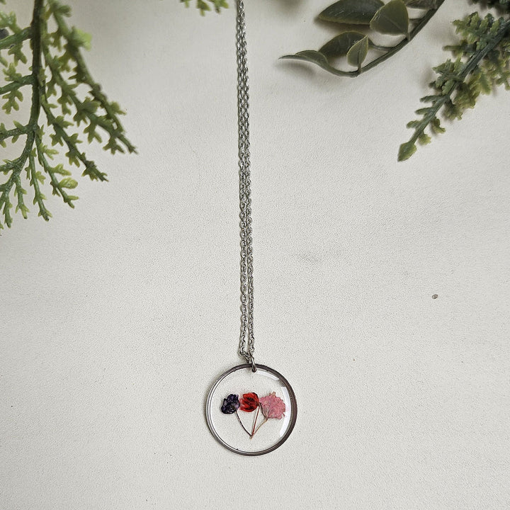 Handmade Pressed Flower Art Multicolour Resin Necklace