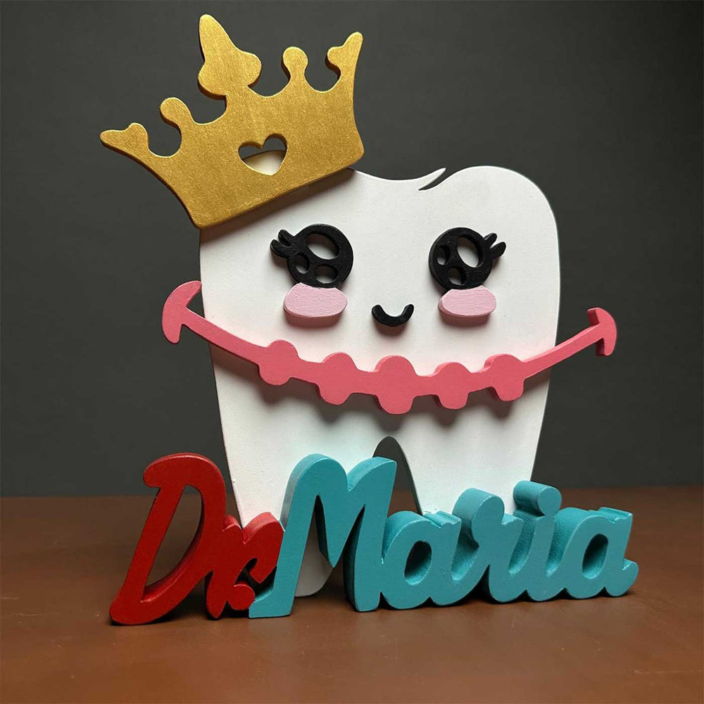 Personalized Dentist Mdf Wood Desk Name Plate - Front View with Name Personalization
