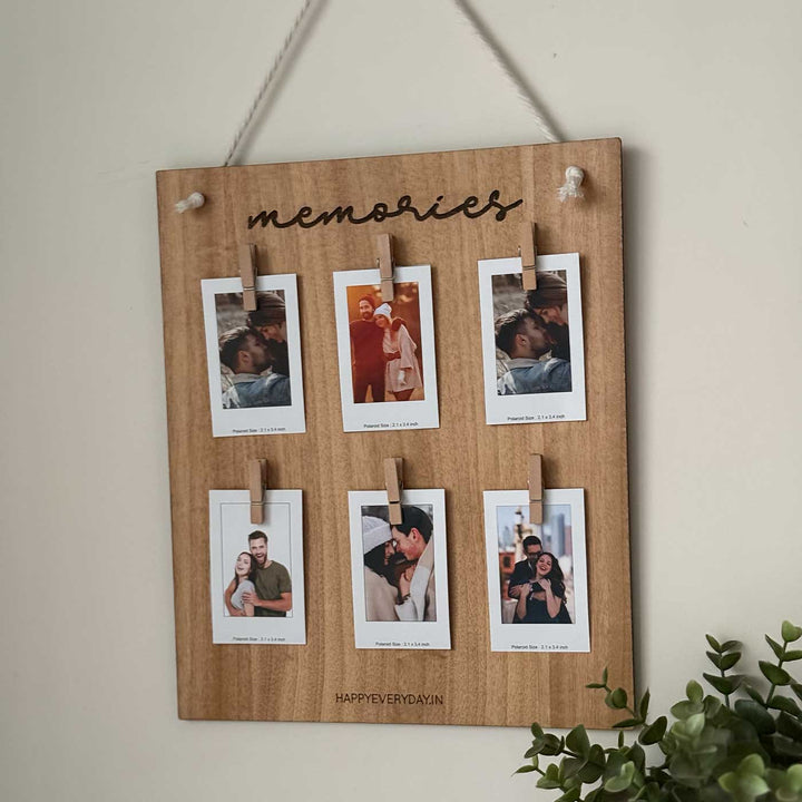 Photo Personalized "Memories" Wooden Wall Hanging With Polaroids