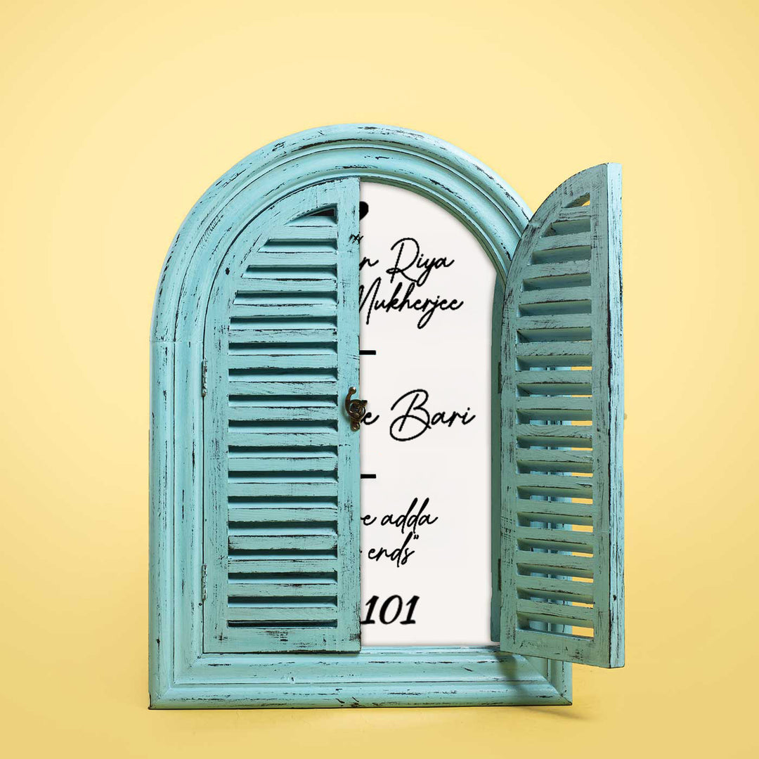 16x22 in | Arched Vintage Window Personalised Distress Finish Pine Wood Nameplate