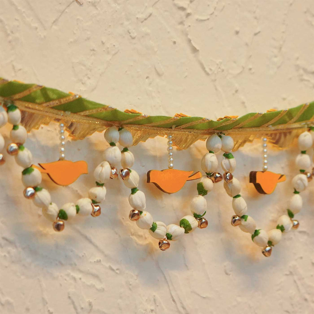 44 In | Handmade Chidiya Bird Toran With MDF Cut-Outs, Shola Buds & Lace