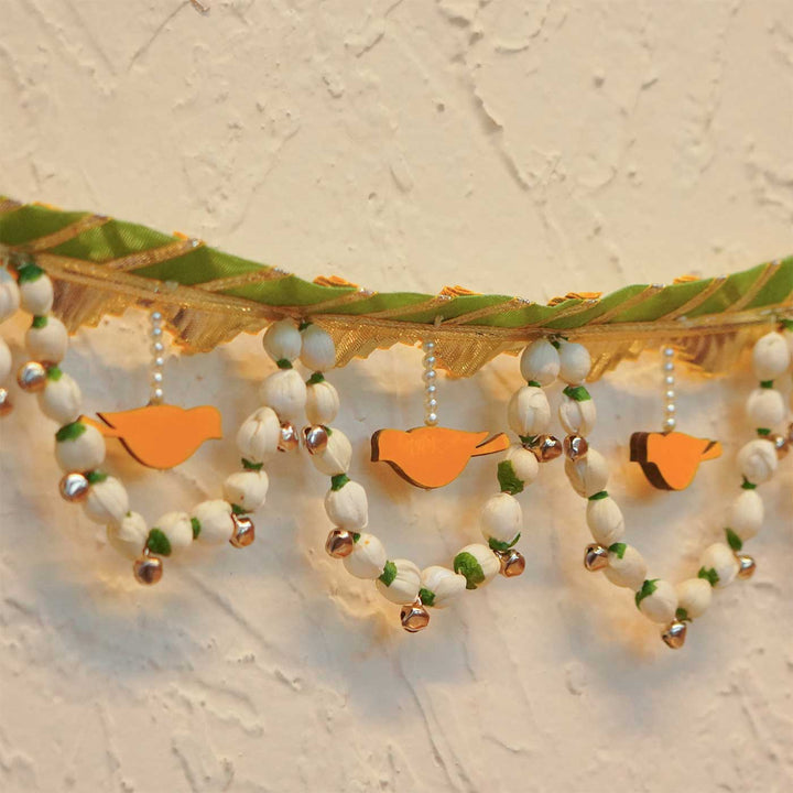 44 In | Handmade Chidiya Bird Toran With MDF Cut-Outs, Shola Buds & Lace