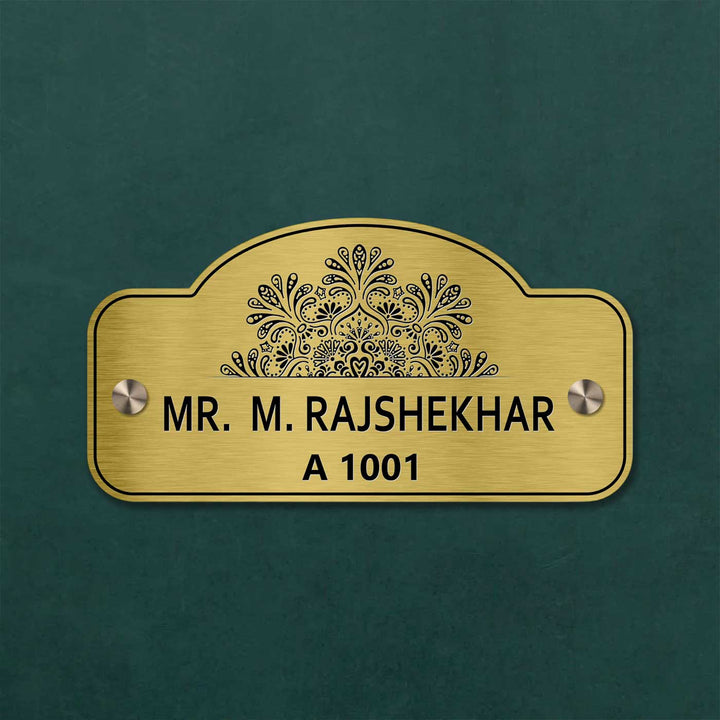 Personalized Weatherproof Sleek Engraved Gold Stainless Steel Name Plate 1 - Front View with Name Personalization