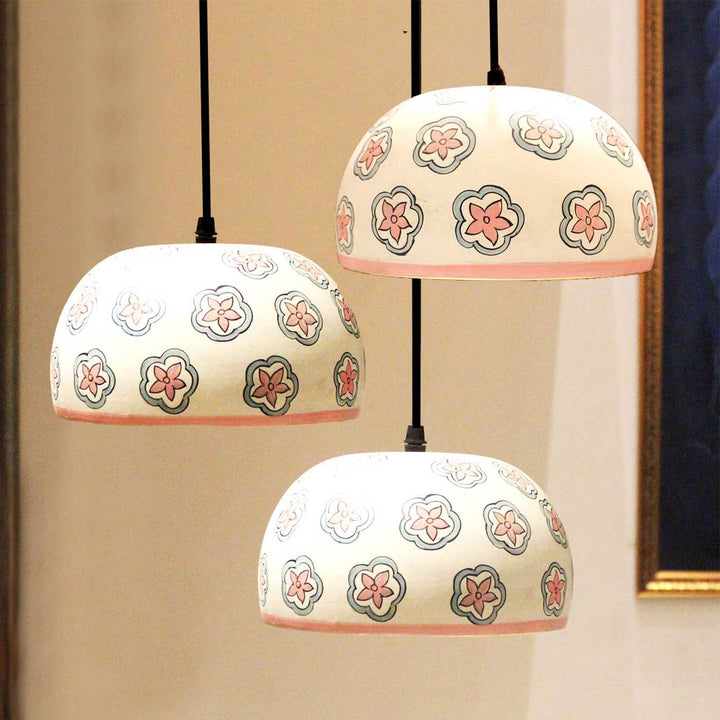Handmade Dome Triple Terracotta Hanging Lamp | Set Of 3