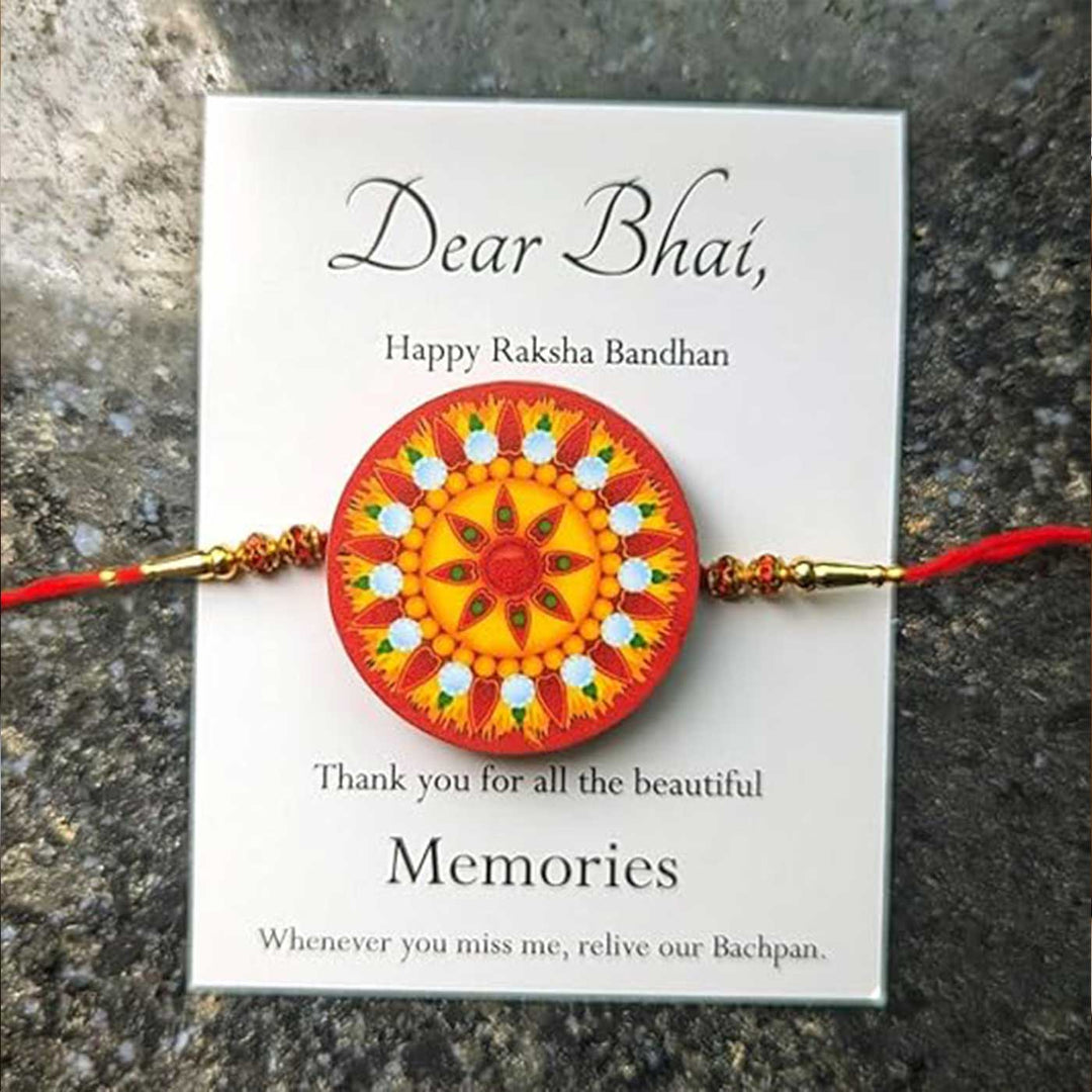 Photo Personalized Printed Unique Pop Up Acrylic Rakhi - Front View with Text Background
