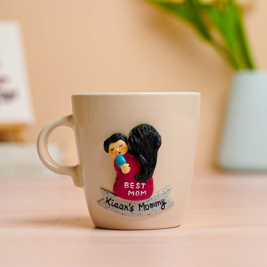 Personalized Hand-Painted Polymer Clay Best Mom Theme Ceramic Mug