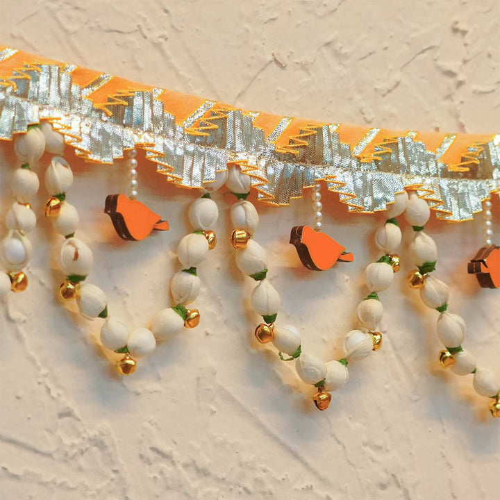 44 In | Handmade Chidiya Bird Toran With MDF Cut-Outs, Shola Buds & Lace
