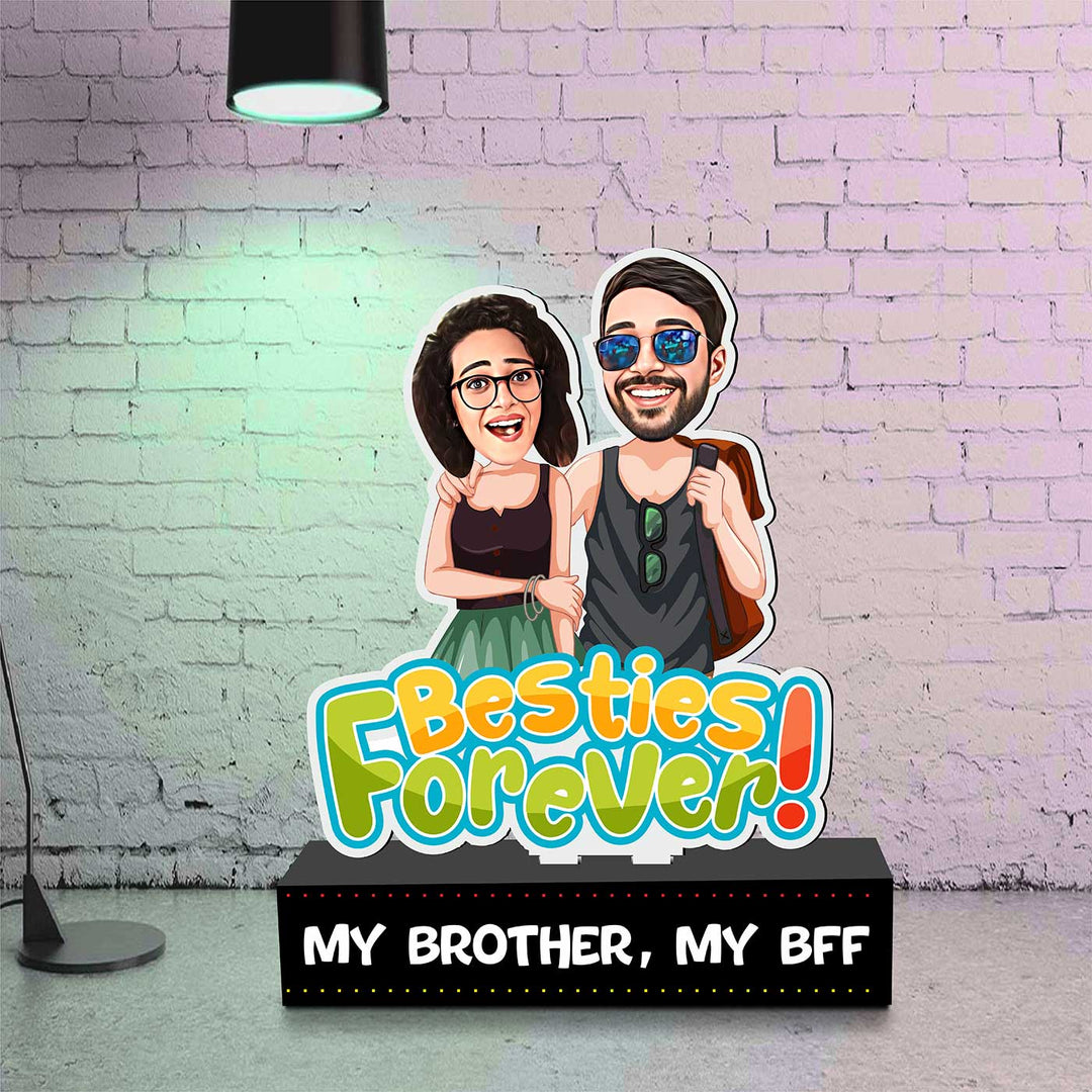 Photo Personalized Printed Besties Forever Acrylic Caricature Cutout With Stand