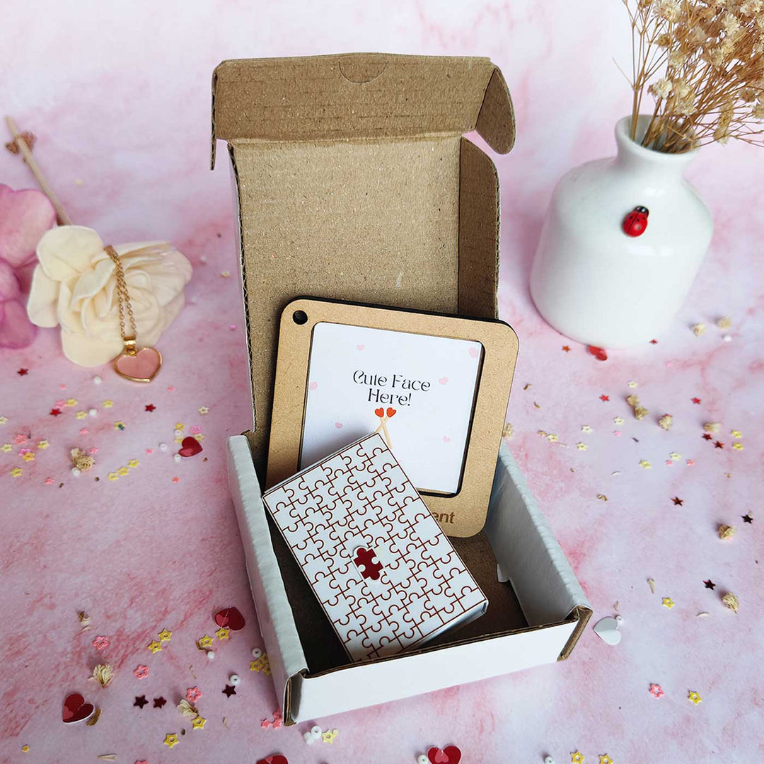2 Pc | Photo Personalized Frame Magnet & Perfect Piece Mini Love Box Magnet | Valentine’s Gifting