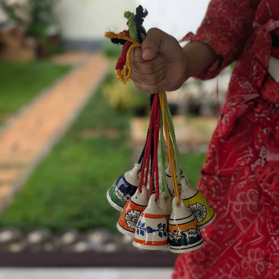 4 Pc  | Handmade Blissful Design Ceramic Bell