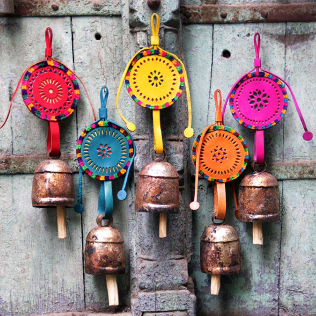 Handmade Iron Bell With Leather Handle For Decoration