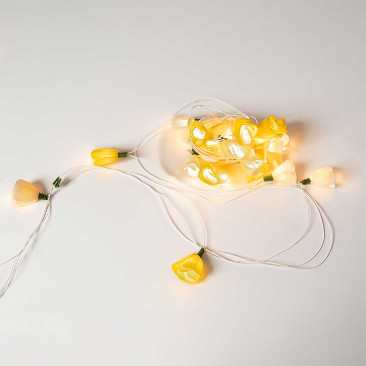 3m, 14 Bulbs | Handmade Poov String Light Yellow Color Sholapith LED Fairy Light